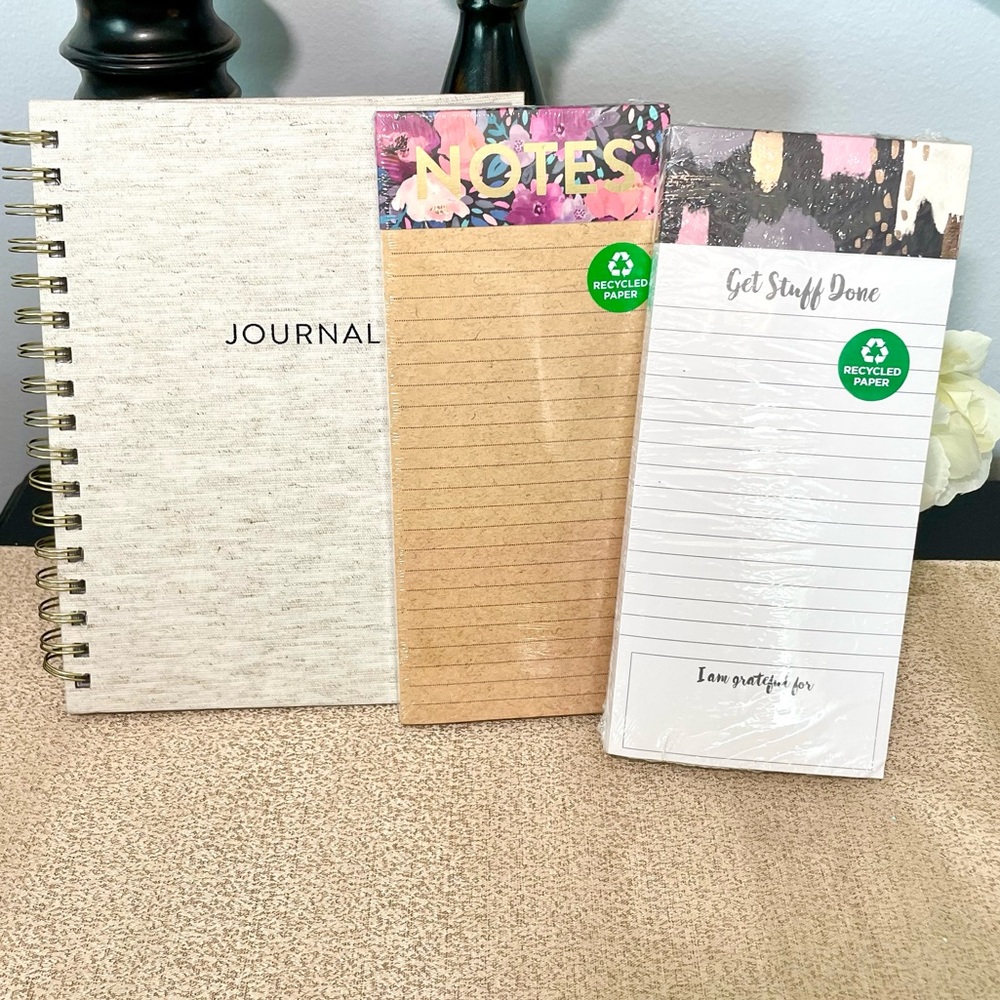 NWT Cloth Fabric Hardcover Notebook/Journal Notepad Stationery Bundle